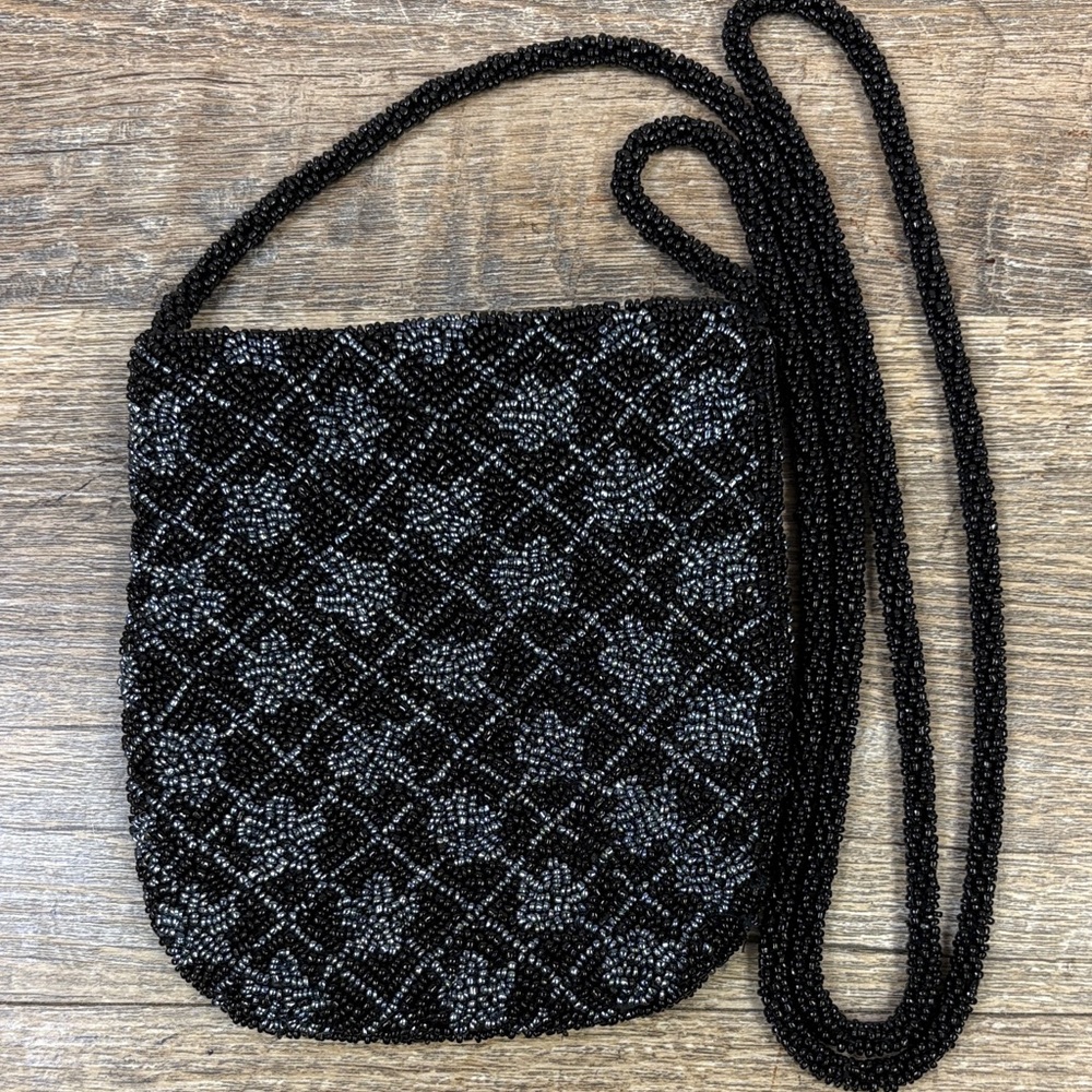 Vintage Black Beaded Evening Bag | Beaded Crossbody Purse Cocktail Formal